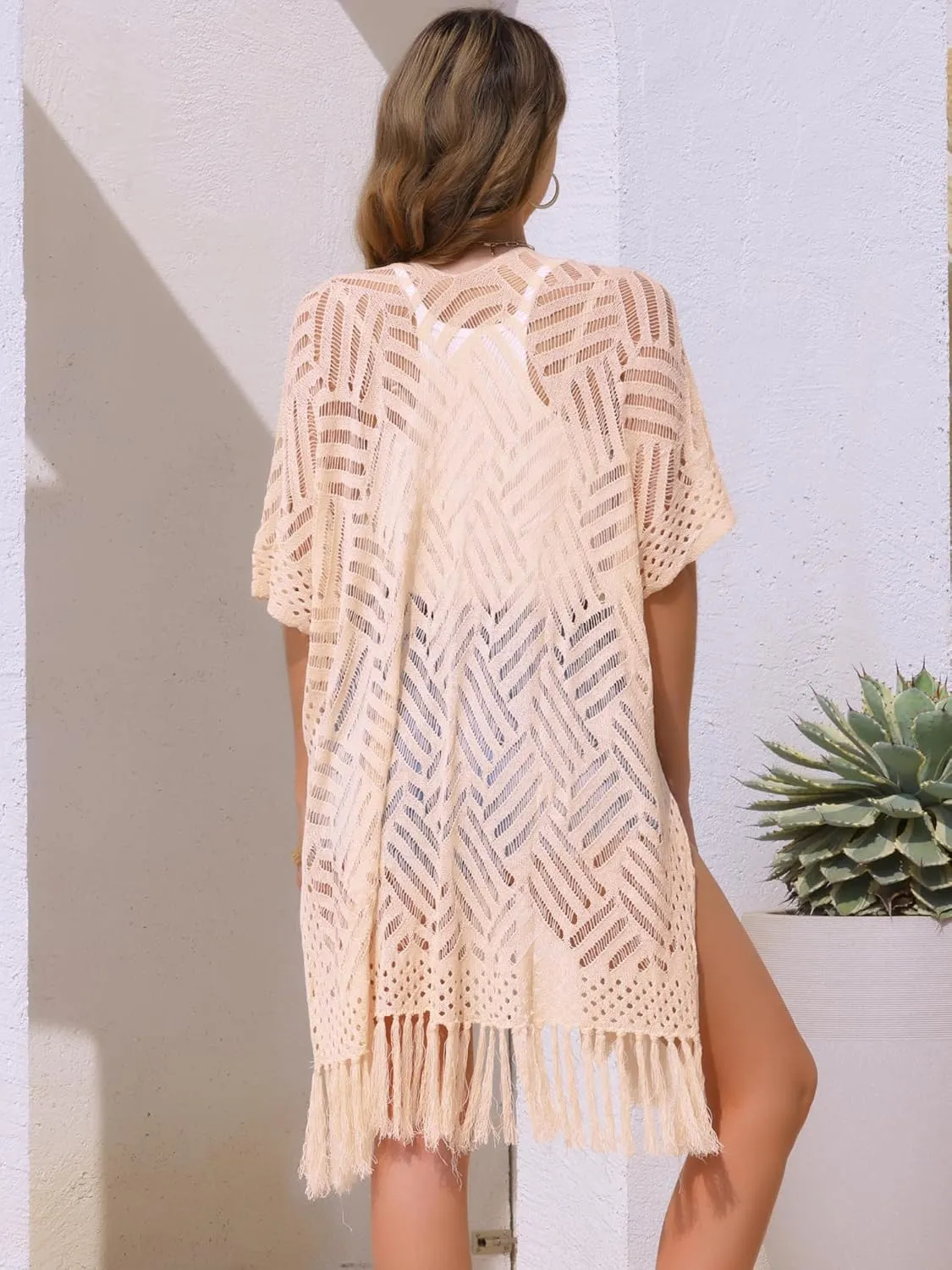 Allegra K Women's Summer Crochet Cardigan Short Sleeve Open Front Lightweight Boho Cover Up Cardigans