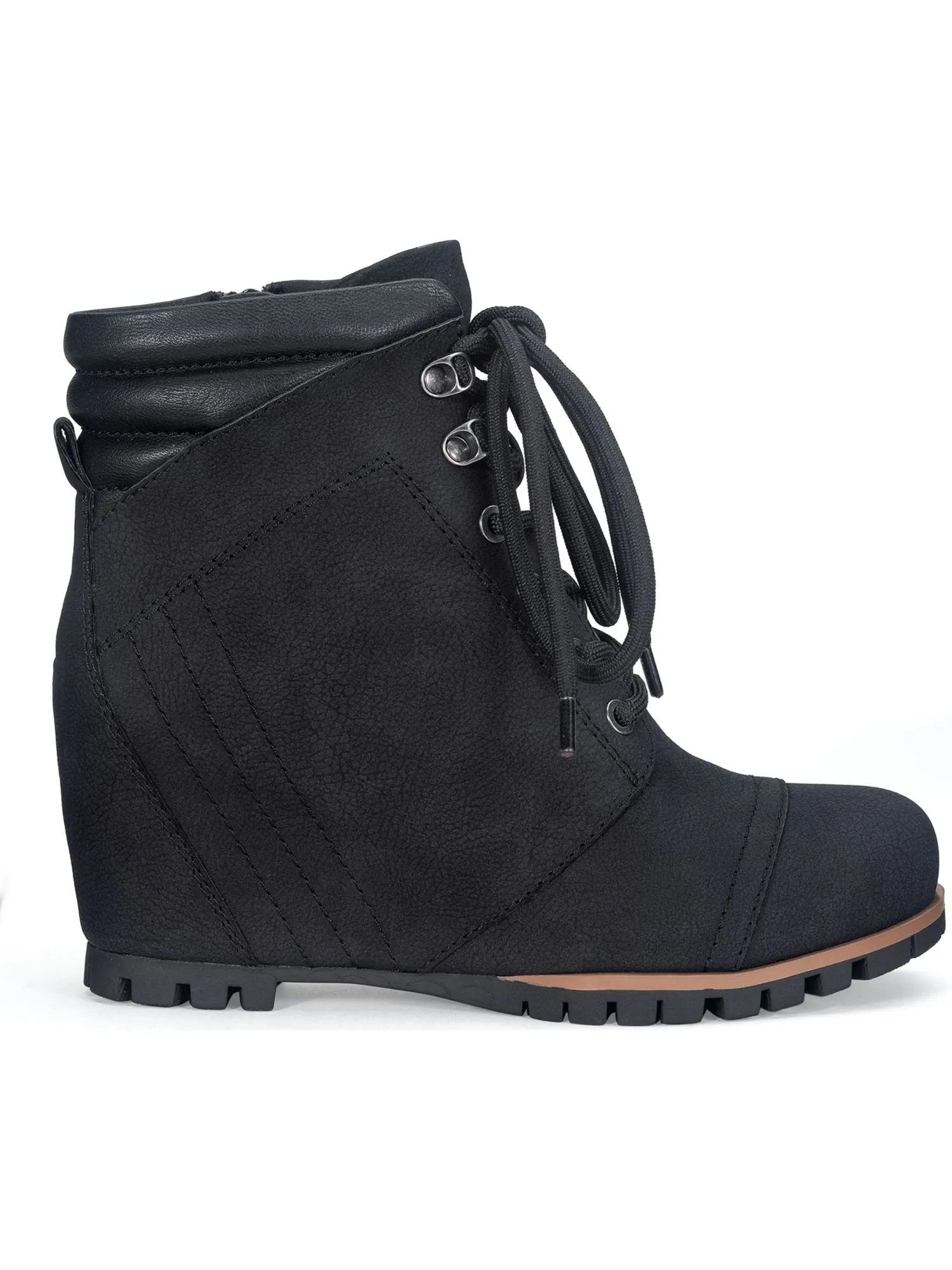 AMERICAN RAG Womens Black Zipper Accent Lizzie Round Toe Wedge Lace-Up Booties M