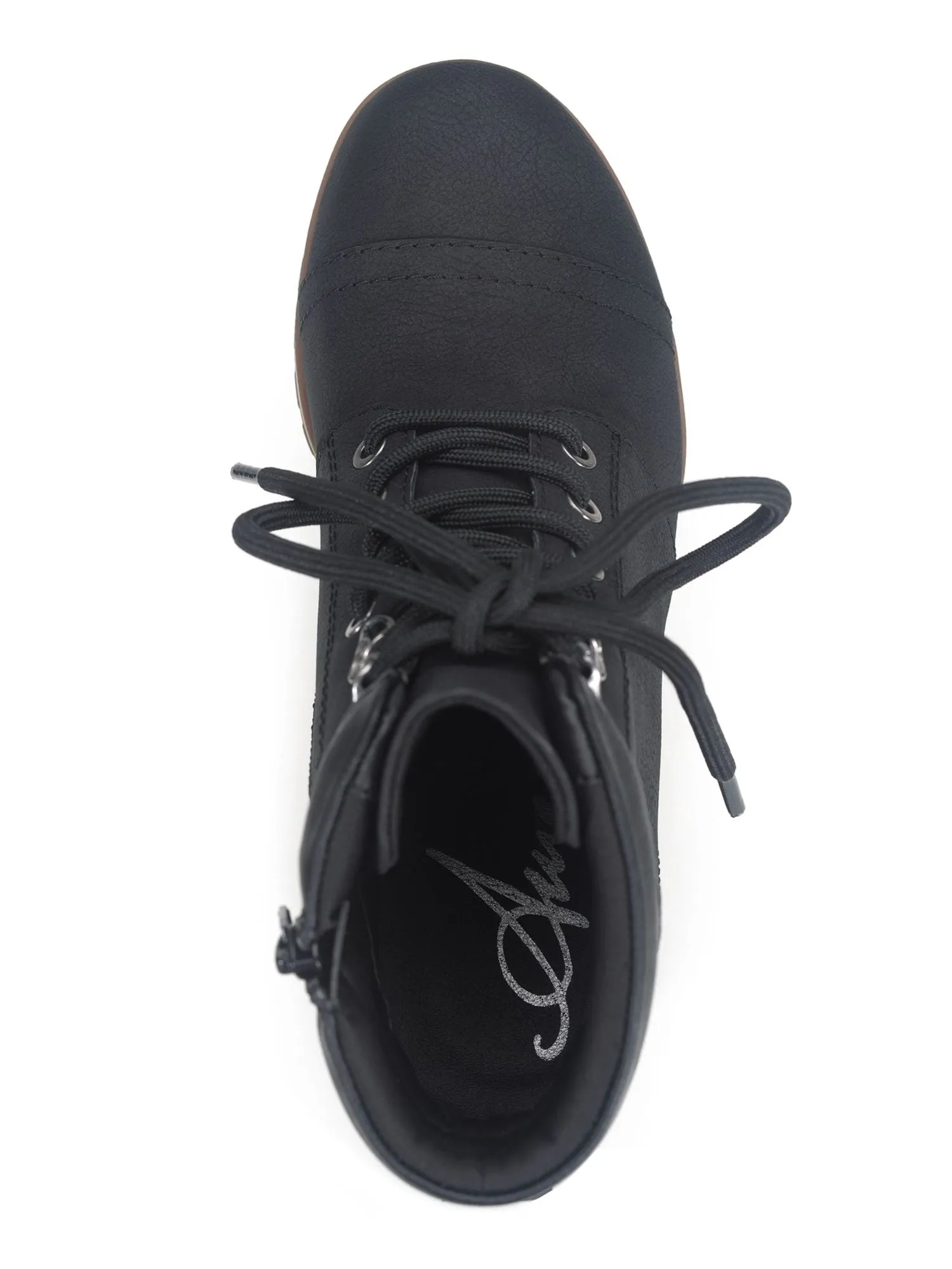 AMERICAN RAG Womens Black Zipper Accent Lizzie Round Toe Wedge Lace-Up Booties M