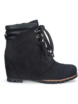AMERICAN RAG Womens Black Zipper Accent Lizzie Round Toe Wedge Lace-Up Booties M