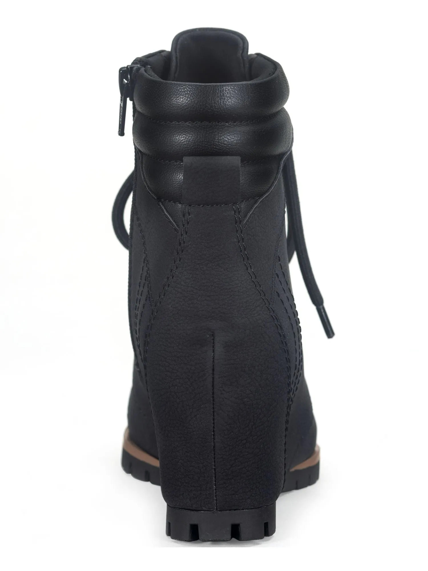 AMERICAN RAG Womens Black Zipper Accent Lizzie Round Toe Wedge Lace-Up Booties M