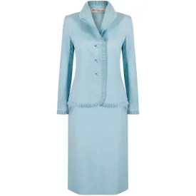 ARCHIVE - 1970s Lilli Ann By Adolph Schuman Eggshell Blue Skirt Suit With Ruffle Trim