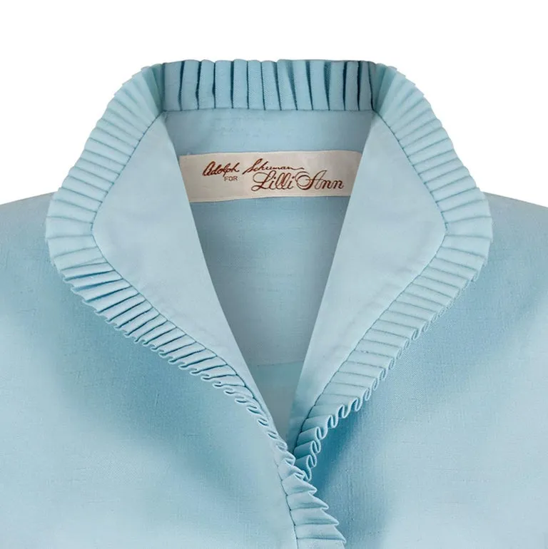 ARCHIVE - 1970s Lilli Ann By Adolph Schuman Eggshell Blue Skirt Suit With Ruffle Trim