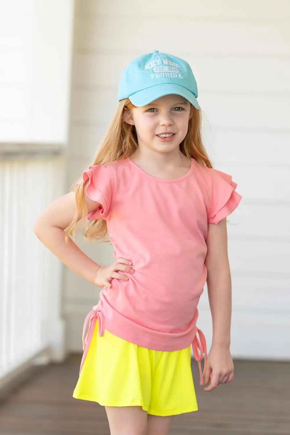 Arshiner Girls T Shirts Ruffle Short Sleeve Ruched Knot Side Tunic Blouse Summer Tee Tops