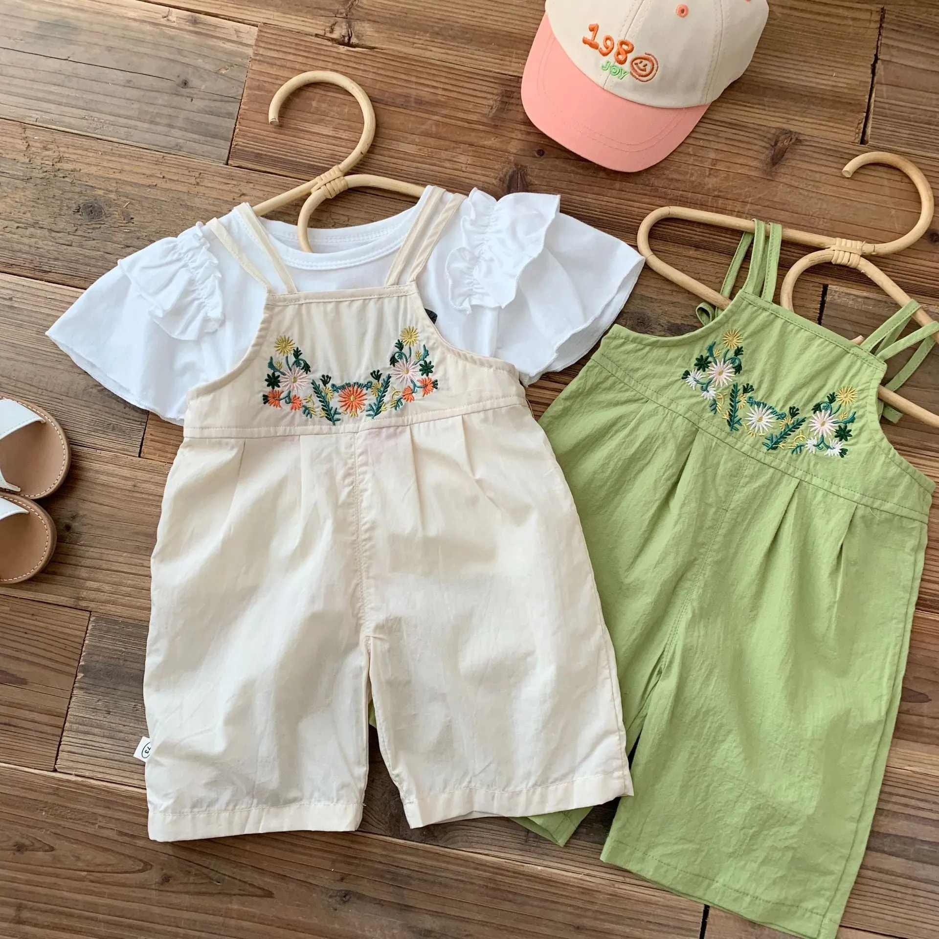 Baby Girl Embroidered Overalls 0-7 Years Old Summer Girl Jumpsuit