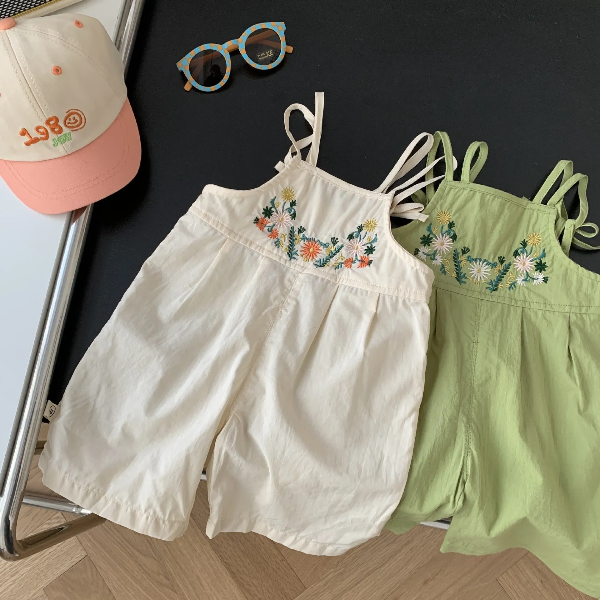 Baby Girl Embroidered Overalls 0-7 Years Old Summer Girl Jumpsuit
