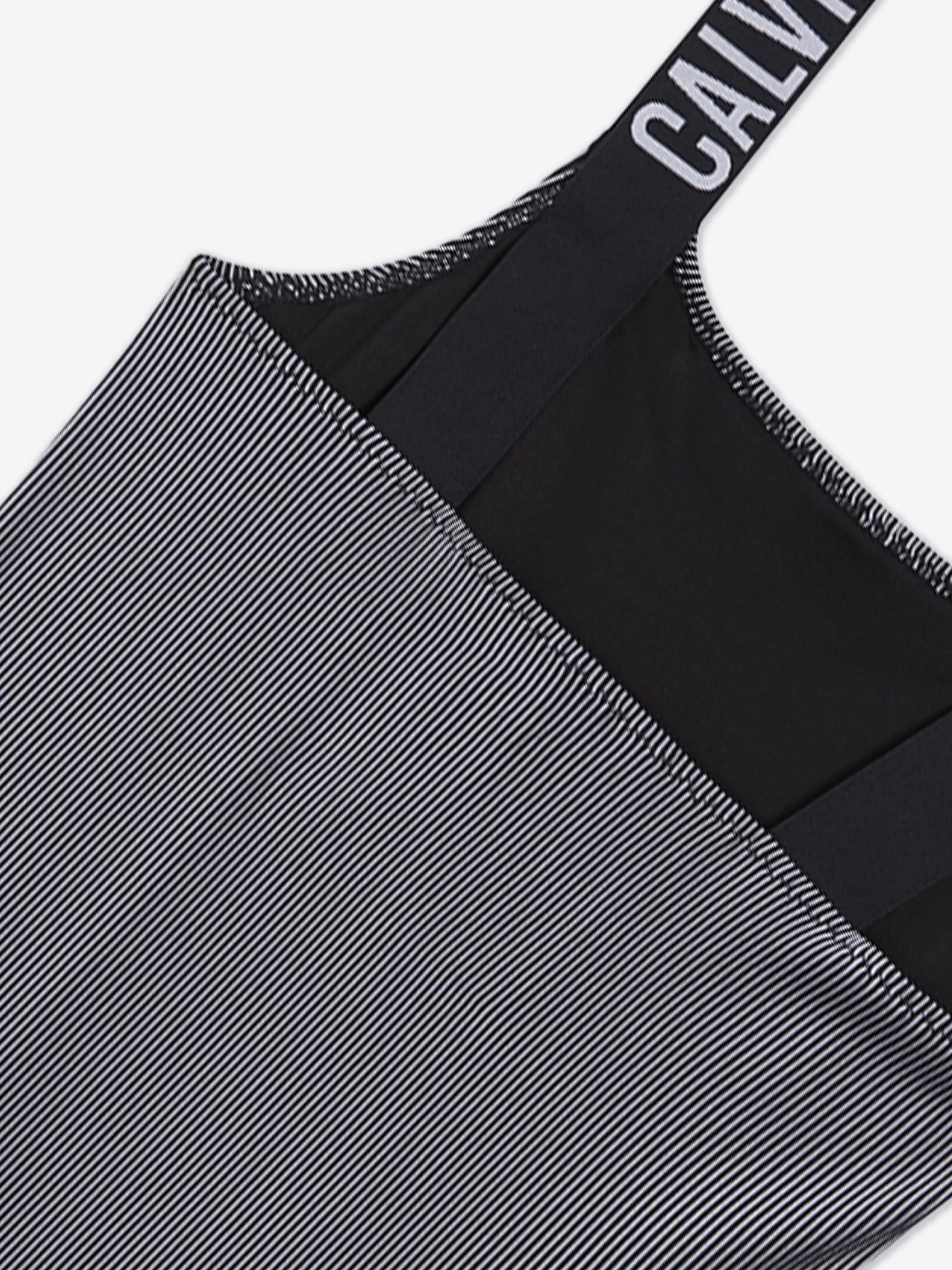 Calvin Klein Girls Logo Strap Swimsuit in Black