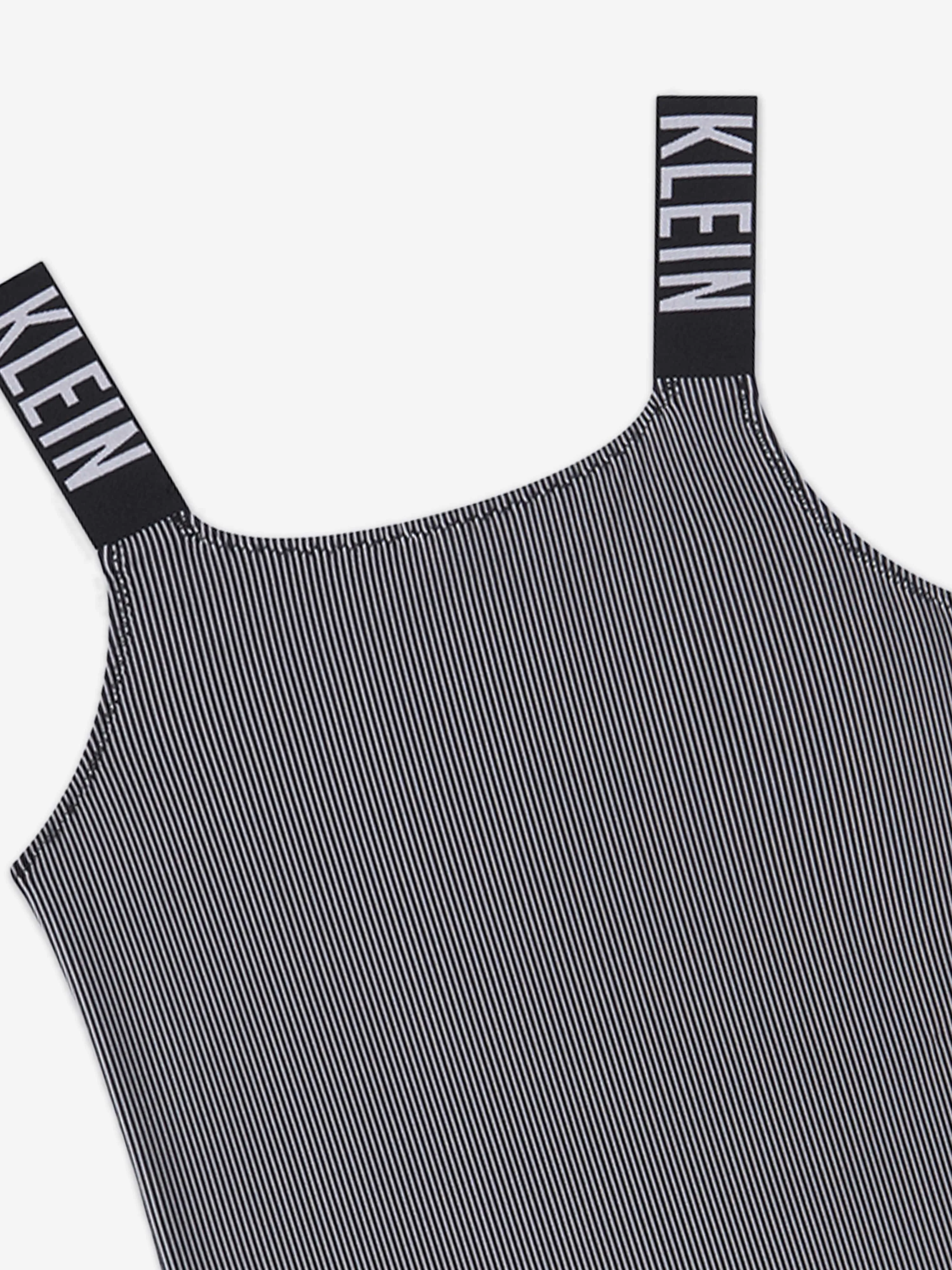 Calvin Klein Girls Logo Strap Swimsuit in Black