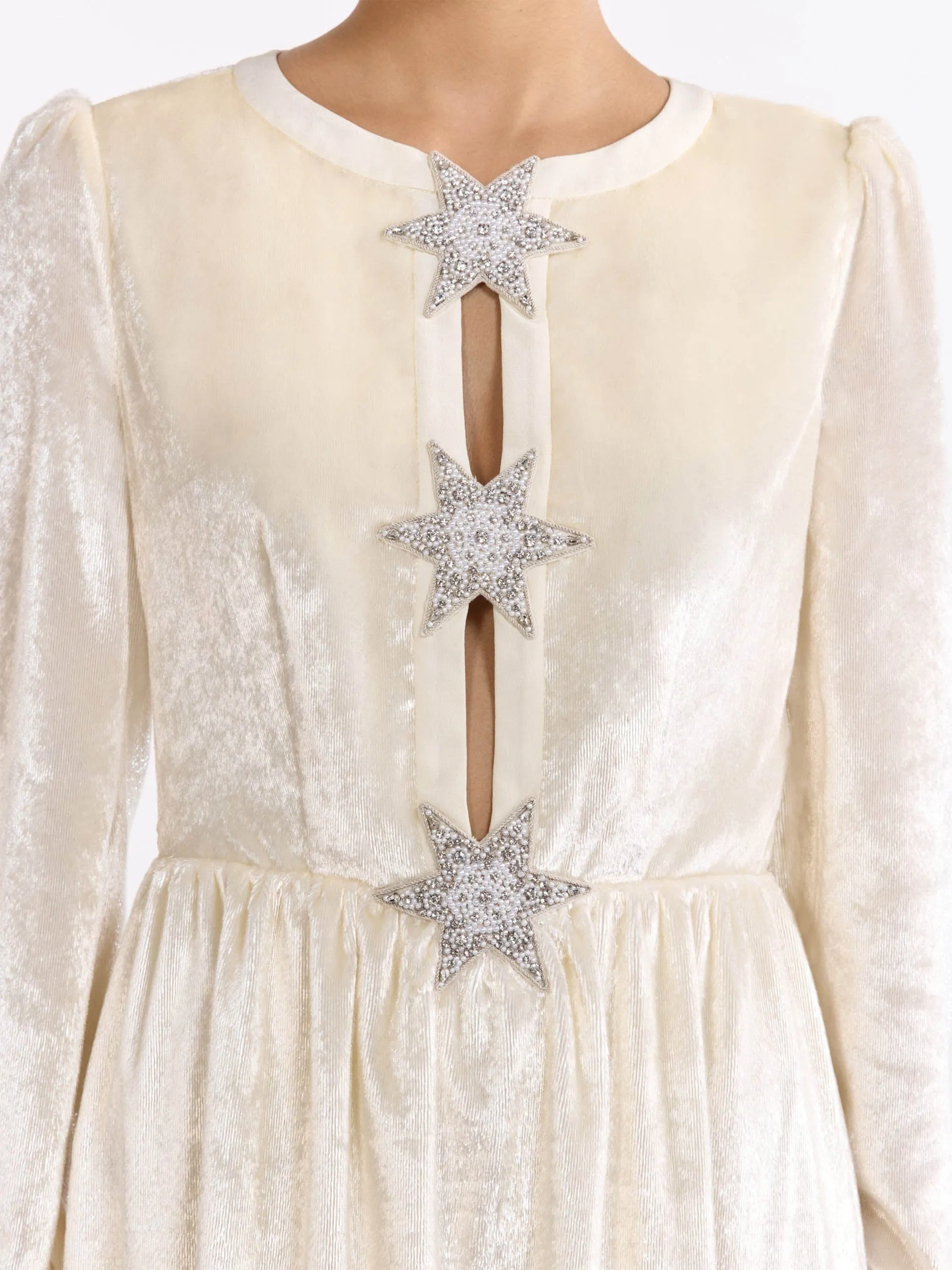 Camille bows dress in tusk pearl stars
