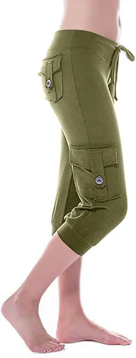 Cargo Capris for Women with Multi-Pocket Summer Mid Rise Lightweight Jogger Pants Stretchy Tactical Tavel Hiking Pant
