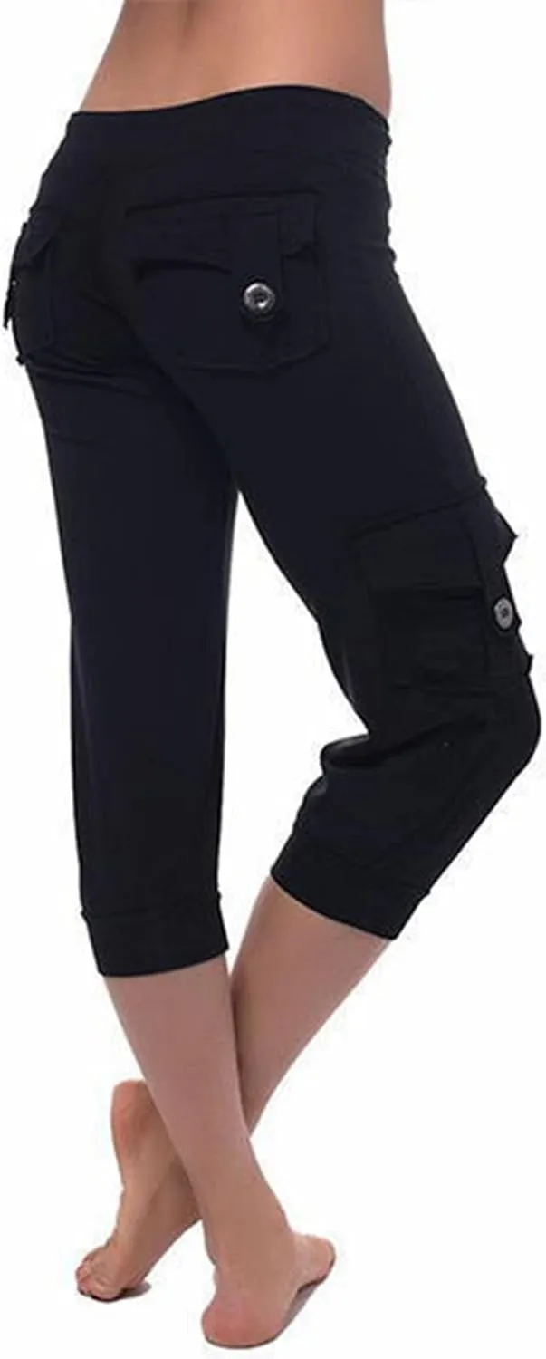 Cargo Capris for Women with Multi-Pocket Summer Mid Rise Lightweight Jogger Pants Stretchy Tactical Tavel Hiking Pant