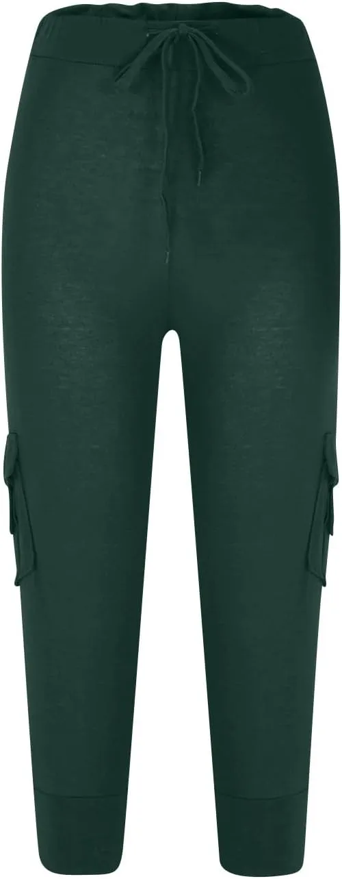 Cargo Capris for Women with Multi-Pocket Summer Mid Rise Lightweight Jogger Pants Stretchy Tactical Tavel Hiking Pant