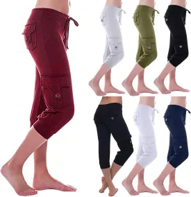 Cargo Capris for Women with Multi-Pocket Summer Mid Rise Lightweight Jogger Pants Stretchy Tactical Tavel Hiking Pant