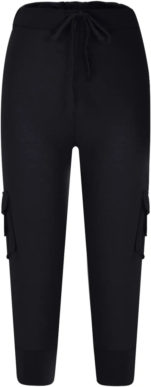 Cargo Capris for Women with Multi-Pocket Summer Mid Rise Lightweight Jogger Pants Stretchy Tactical Tavel Hiking Pant