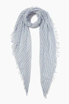 Cashmere & Silk Scarf in Striped Wedgewood