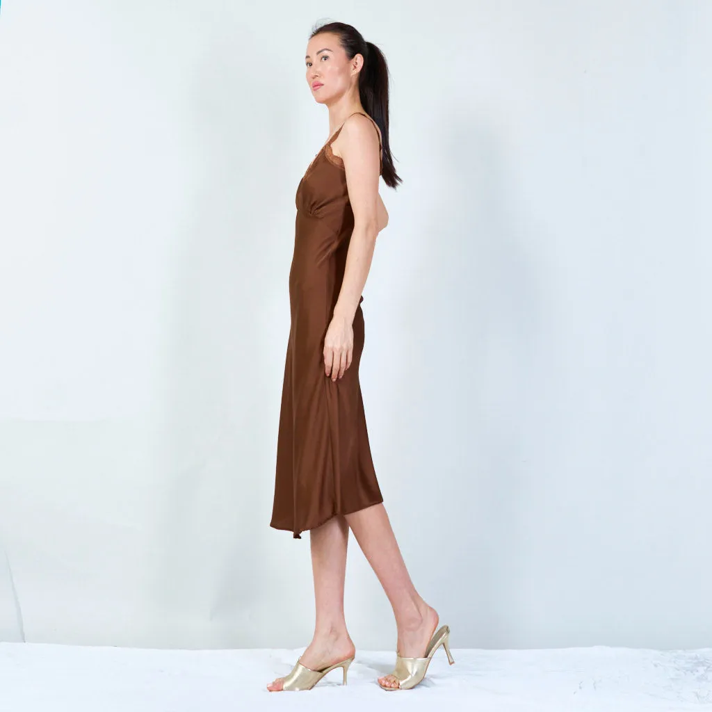 Elegant lace-trimmed spaghetti strap dress wholesale