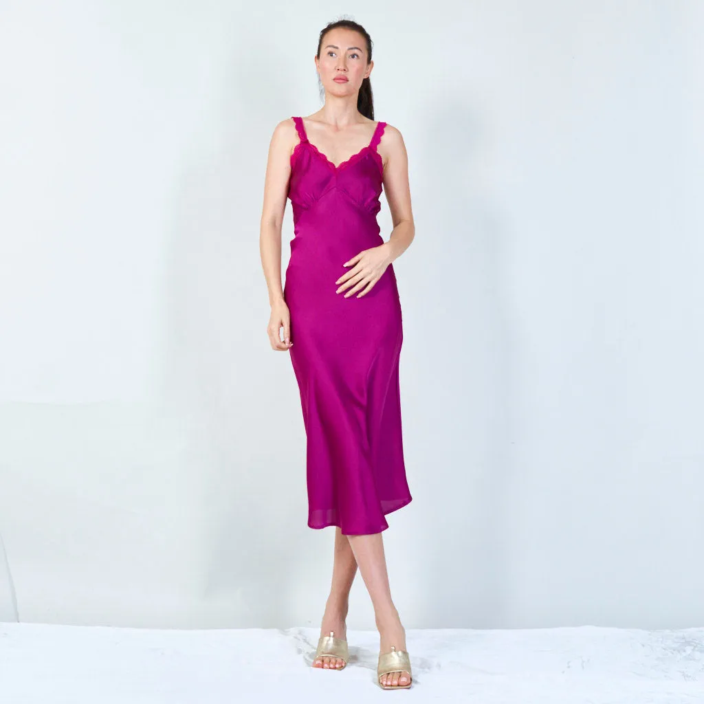 Elegant lace-trimmed spaghetti strap dress wholesale