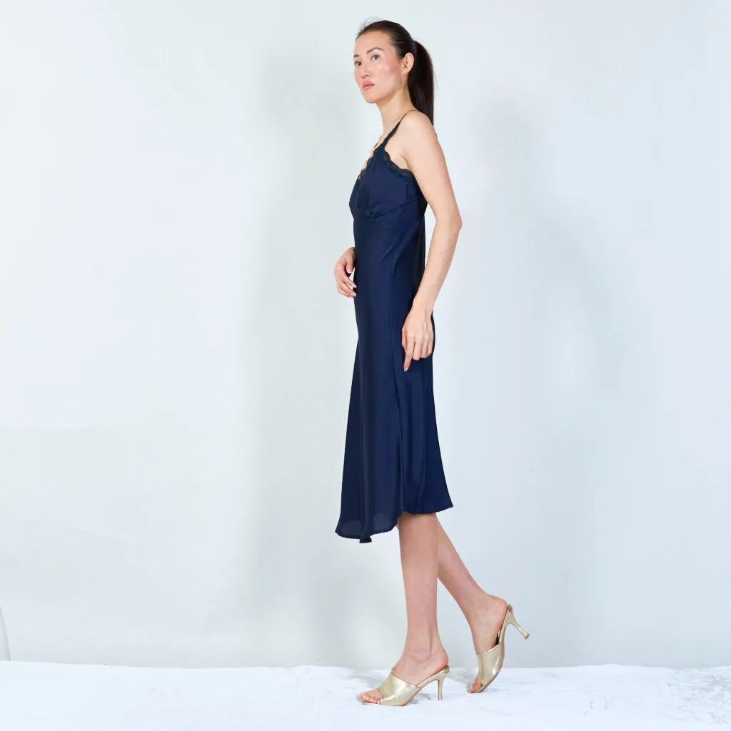 Elegant lace-trimmed spaghetti strap dress wholesale