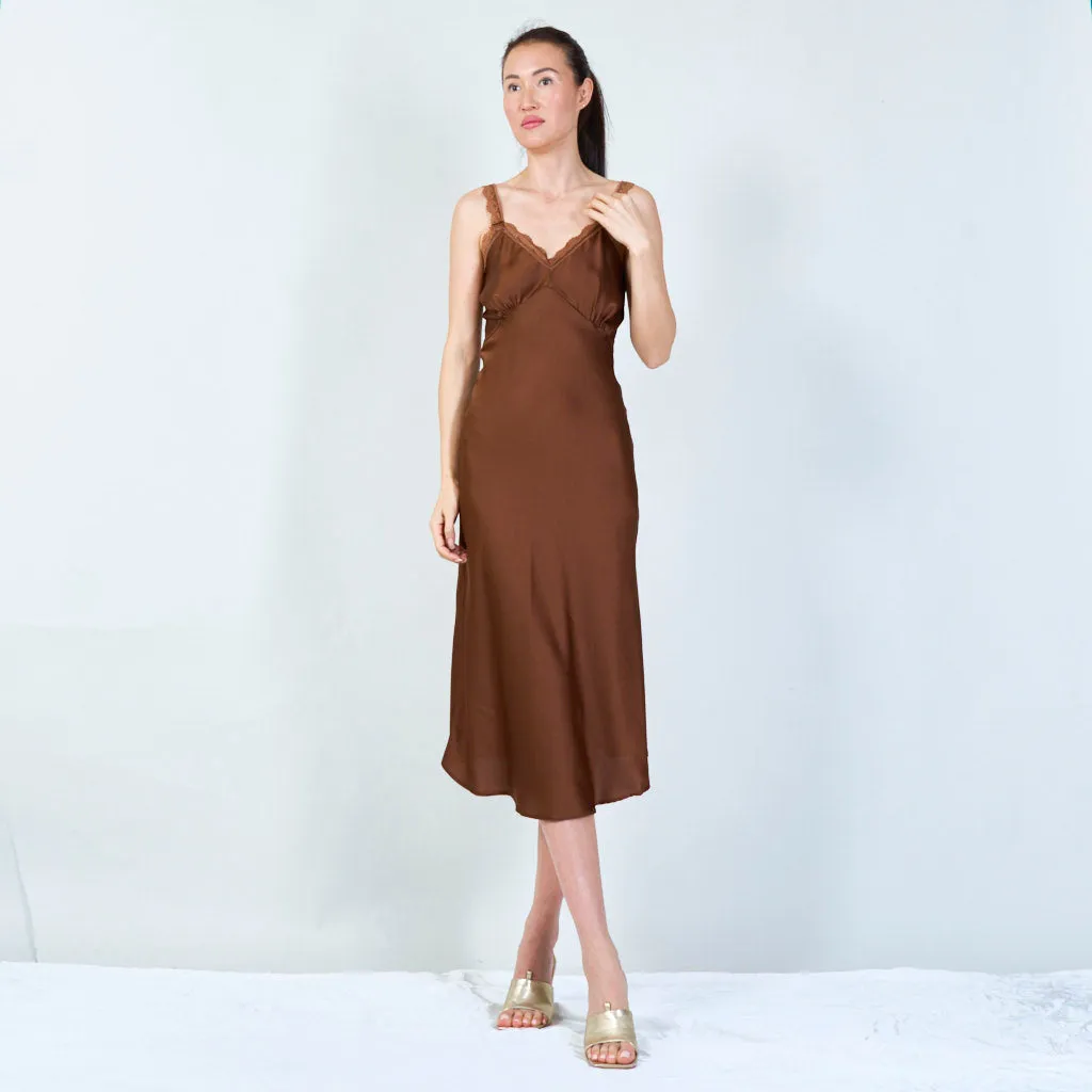 Elegant lace-trimmed spaghetti strap dress wholesale