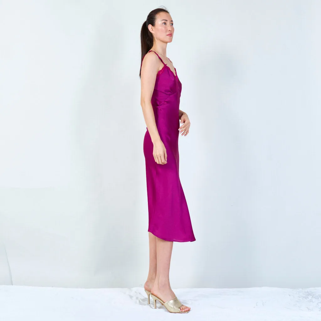 Elegant lace-trimmed spaghetti strap dress wholesale