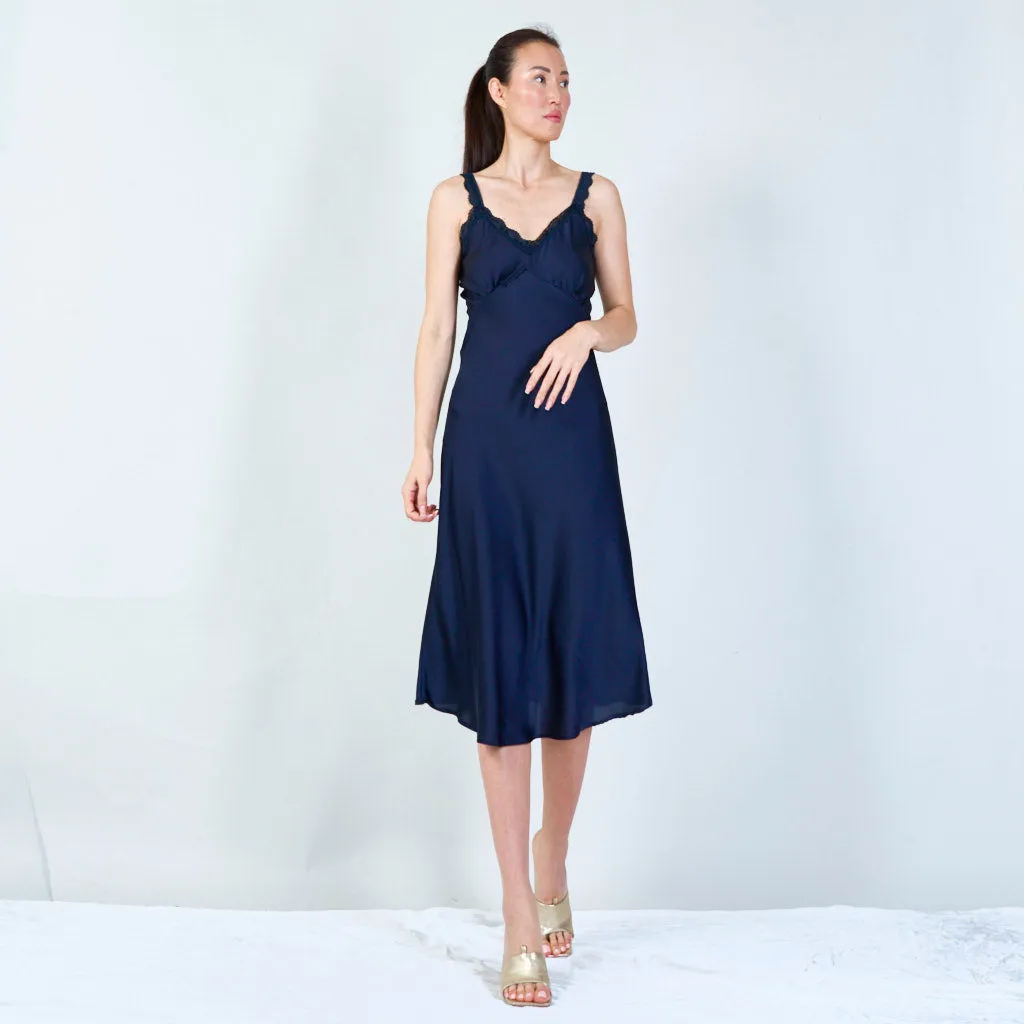 Elegant lace-trimmed spaghetti strap dress wholesale