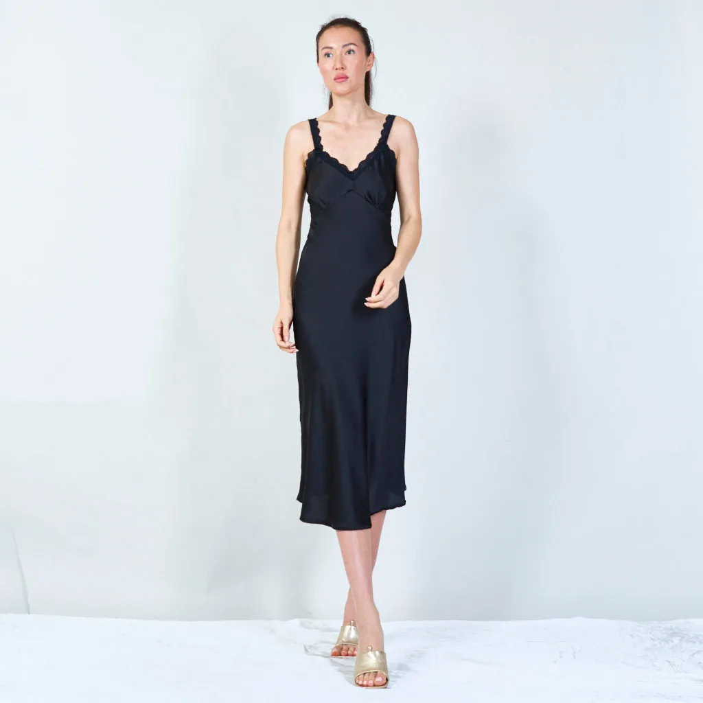 Elegant lace-trimmed spaghetti strap dress wholesale