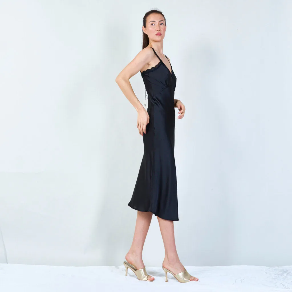 Elegant lace-trimmed spaghetti strap dress wholesale