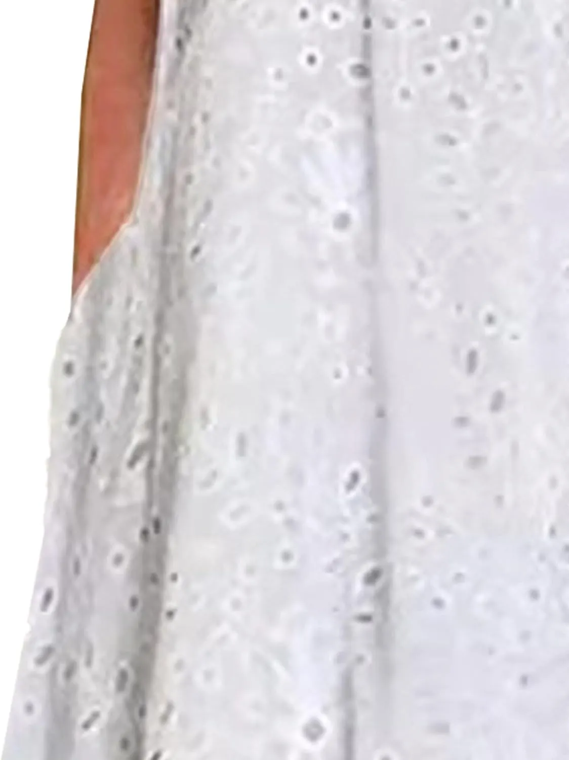Eyelet Dress for Women Ruffle Notch Neck Tunic Lace Dress Summer Ruffle Hem Floral Midi Dresses