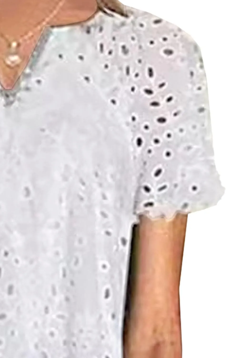 Eyelet Dress for Women Ruffle Notch Neck Tunic Lace Dress Summer Ruffle Hem Floral Midi Dresses