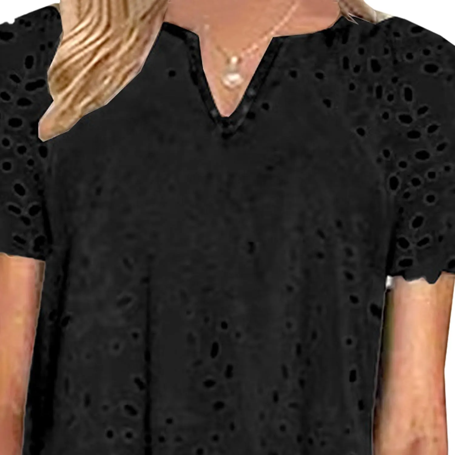 Eyelet Dress for Women Ruffle Notch Neck Tunic Lace Dress Summer Ruffle Hem Floral Midi Dresses