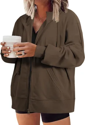Eytino Women Plus Size Sweatshirts Long Sleeve Zip Up Oversized Casual Hoodies Jackets 2025 Fashion Fall Outfits(1X-5X)