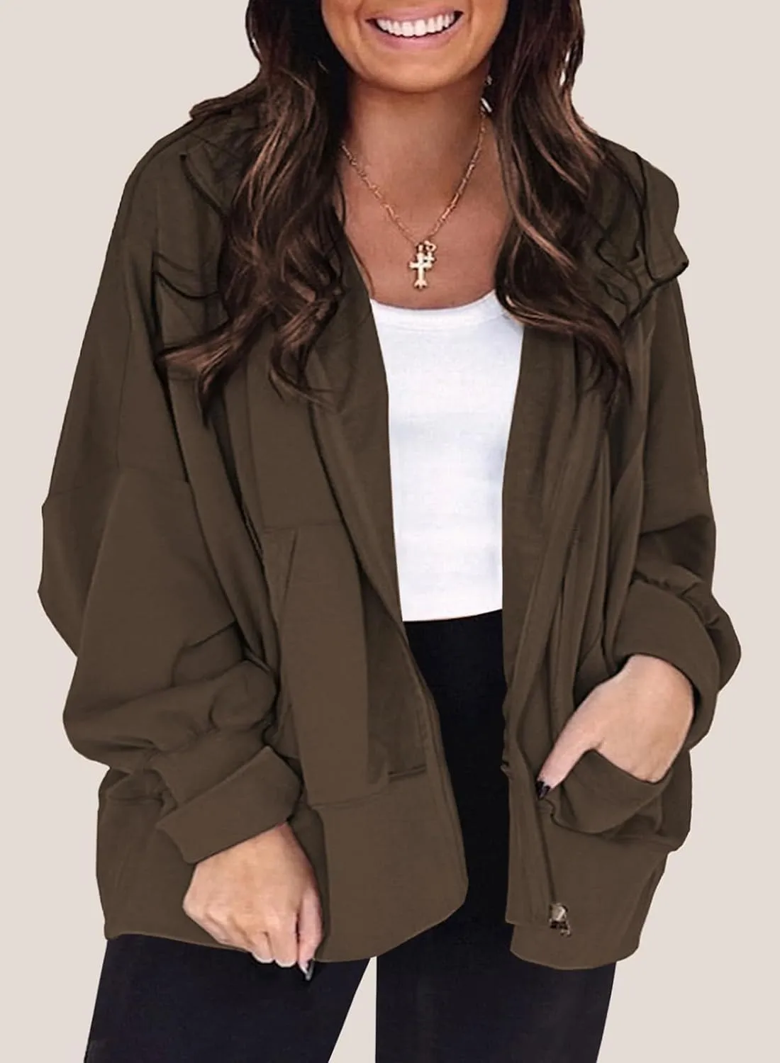 Eytino Women Plus Size Sweatshirts Long Sleeve Zip Up Oversized Casual Hoodies Jackets 2025 Fashion Fall Outfits(1X-5X)