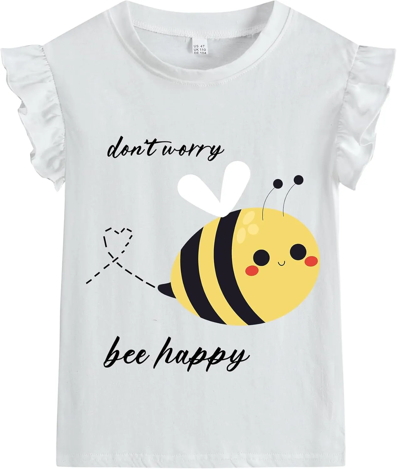 Girls Short Sleeve Shirts Casual Toddler Ruffle T Shirt Kids Bee Tank Top Mermaid Ice Cream Summer Crewneck Tees 2-7 Years