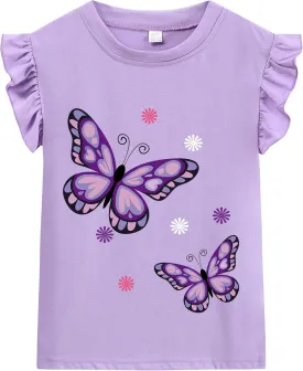 Girls Short Sleeve Shirts Casual Toddler Ruffle T Shirt Kids Bee Tank Top Mermaid Ice Cream Summer Crewneck Tees 2-7 Years