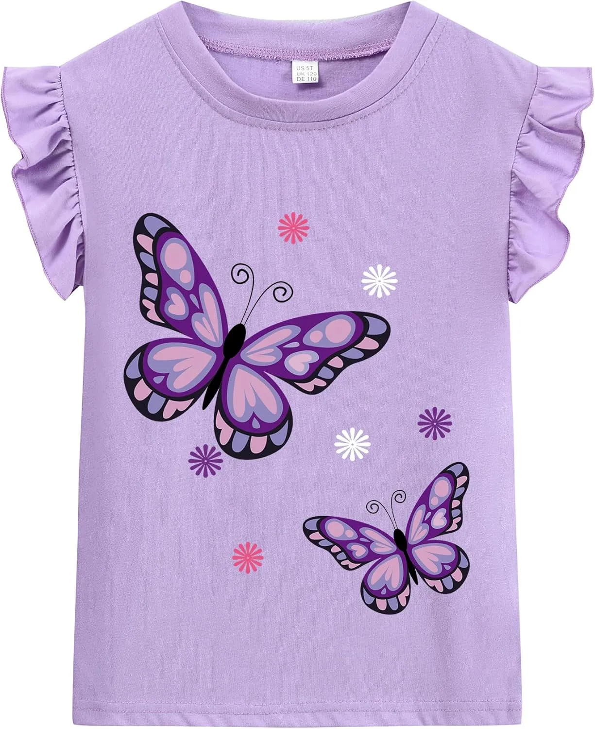 Girls Short Sleeve Shirts Casual Toddler Ruffle T Shirt Kids Bee Tank Top Mermaid Ice Cream Summer Crewneck Tees 2-7 Years