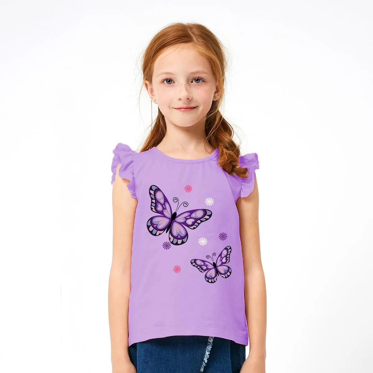 Girls Short Sleeve Shirts Casual Toddler Ruffle T Shirt Kids Bee Tank Top Mermaid Ice Cream Summer Crewneck Tees 2-7 Years