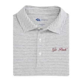 Go Pack Vintage Script Row Stripe Icon Polo - Heather Grey
