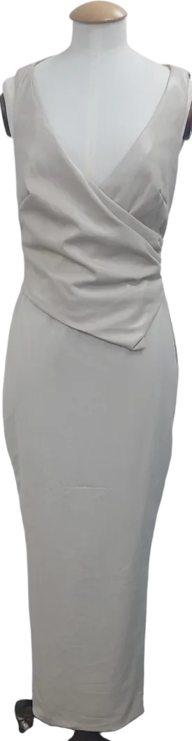 House of CB Beige Laria Vegan Leather Maxi Dress UK M