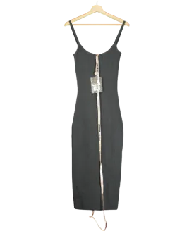 House of CB Grey Knit Ribbed Midi Dress UK S