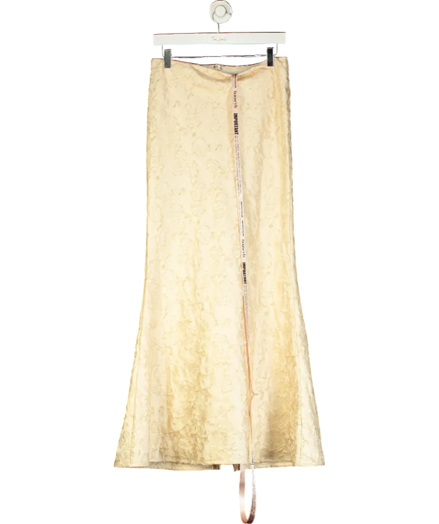House of CB Ivory Metallic Jacquard Maxi Skirt UK 10