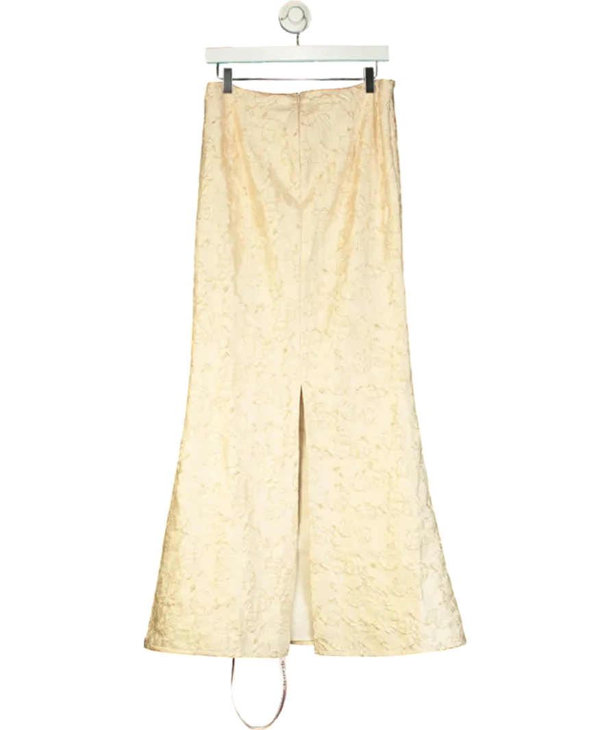 House of CB Ivory Metallic Jacquard Maxi Skirt UK 10