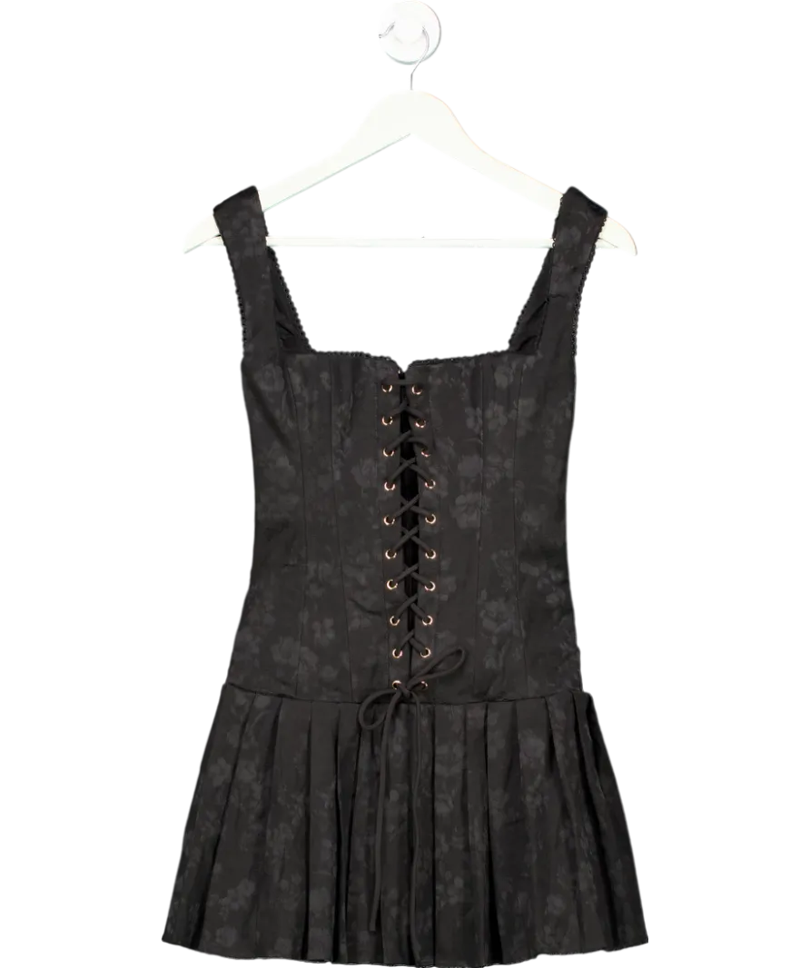 House of CB Talia Black Pleated Mini Dress UK S