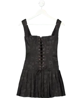 House of CB Talia Black Pleated Mini Dress UK S