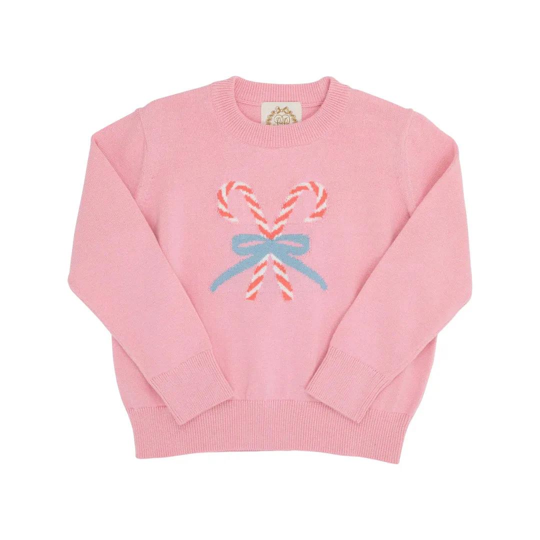 Isabelle's Intarsia Sweater Hamptons Hot Pink with Candy Cane Intarsia