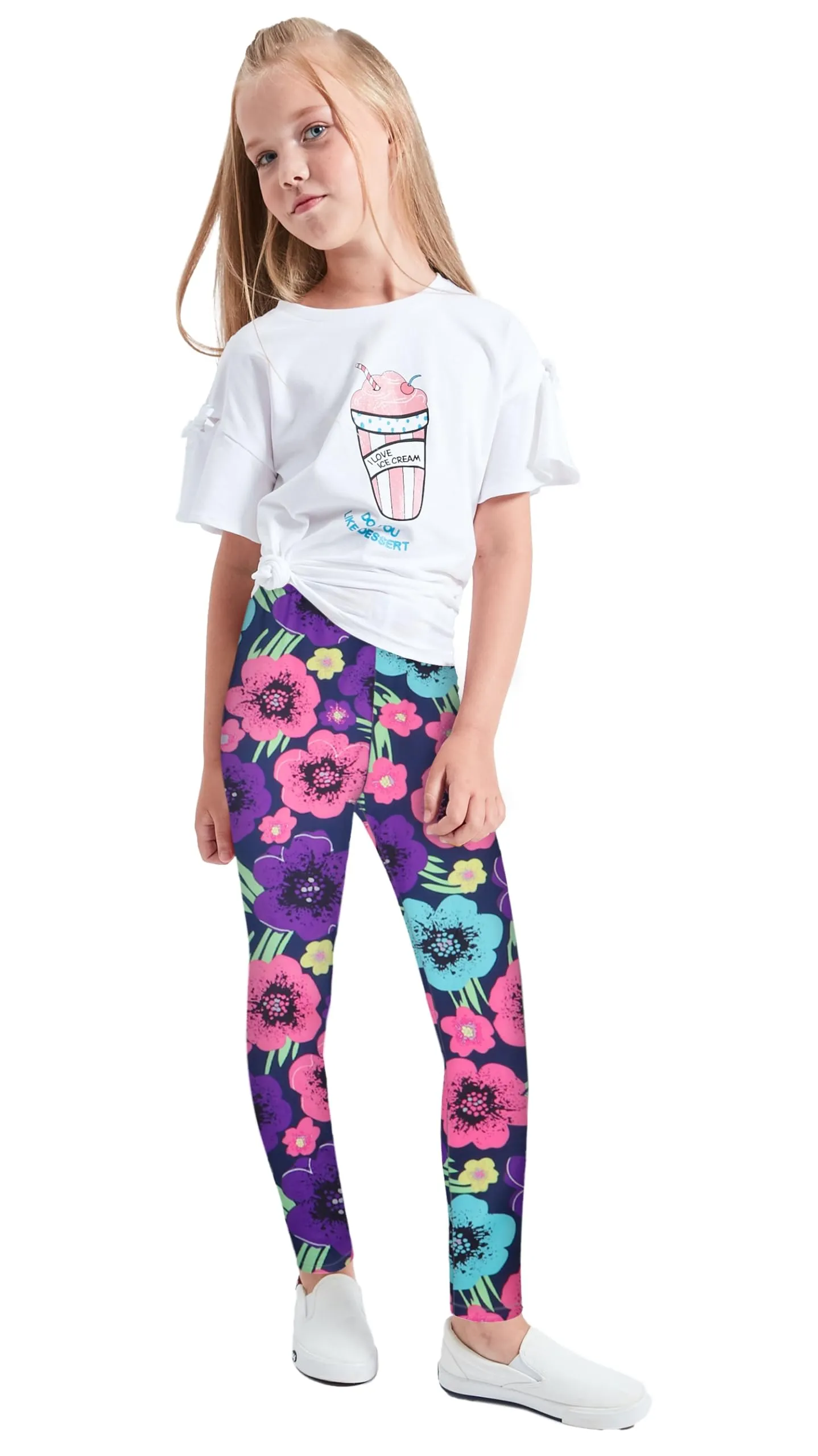 LUOUSE Toddler Girls Stretch Slim Fit Athletic Leggings Little Kids Buttery Soft Yoga Pants 3 Packs Sets Ankle Length Size 12T - 13T