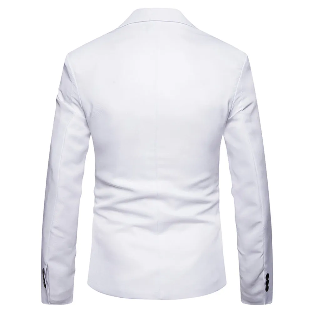 Men's Casual Slim Fit Jacket Daily Blazer Coat Tops White
