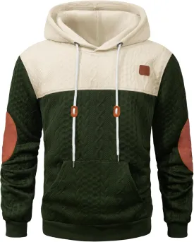 Men's Hoodies Sweatshirt with Kangaroo Pocket Novelty Color Block Pullover Hoodies Long Sleeve Hooded Drawstring