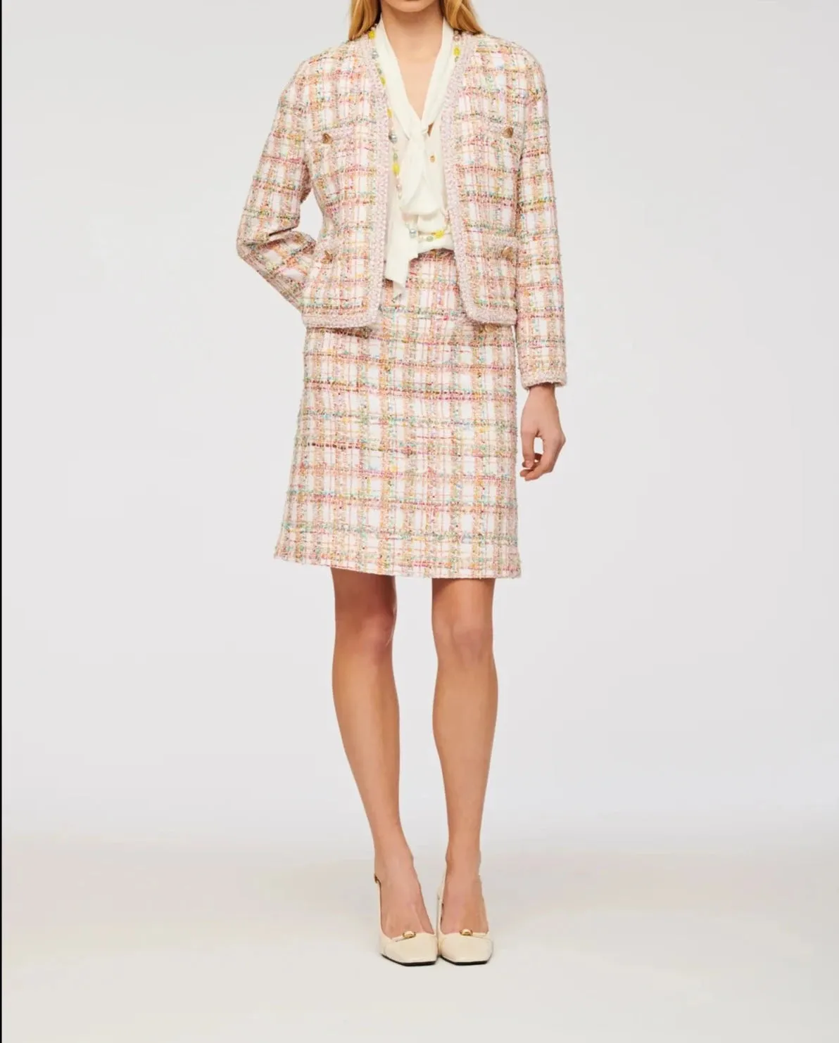 Pastel Long Sleeve Tweed Jacket