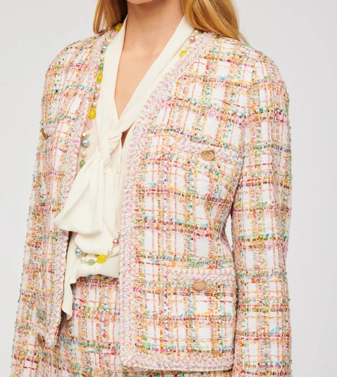 Pastel Long Sleeve Tweed Jacket
