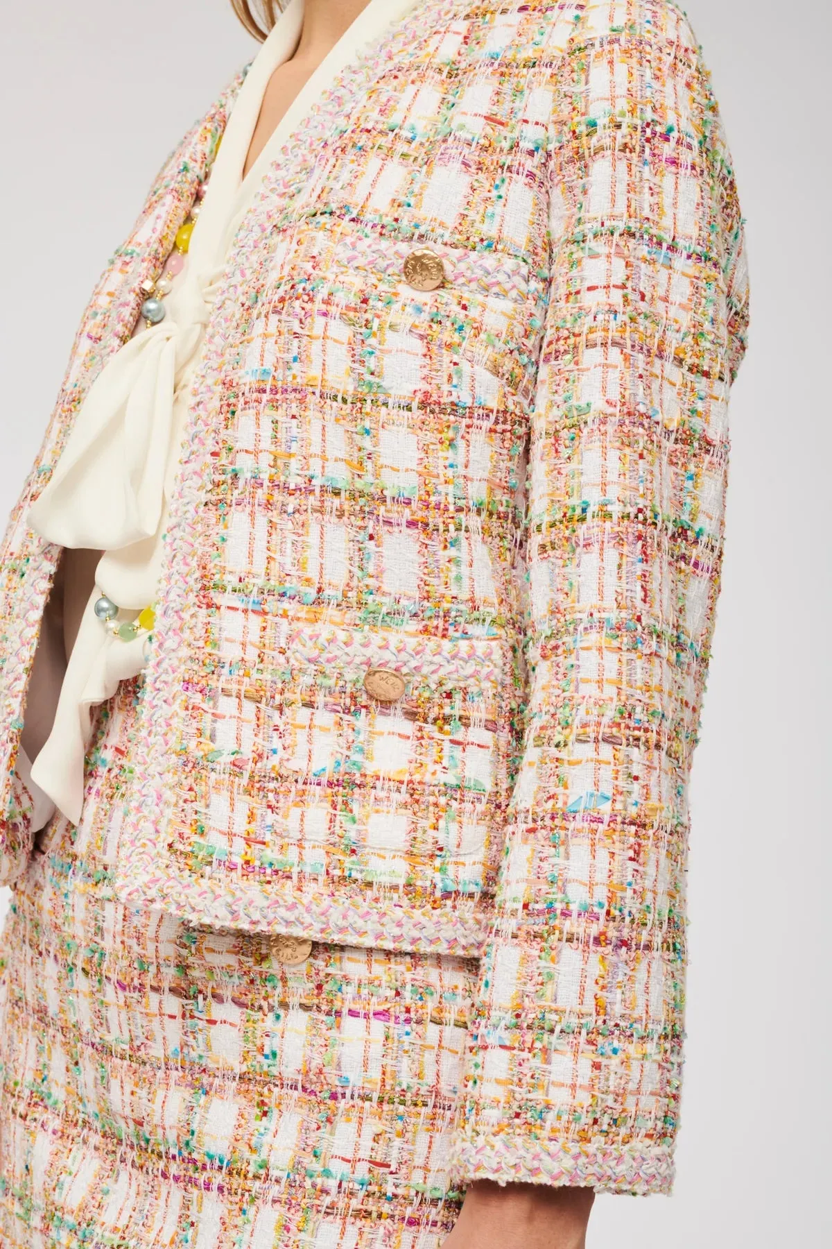 Pastel Long Sleeve Tweed Jacket